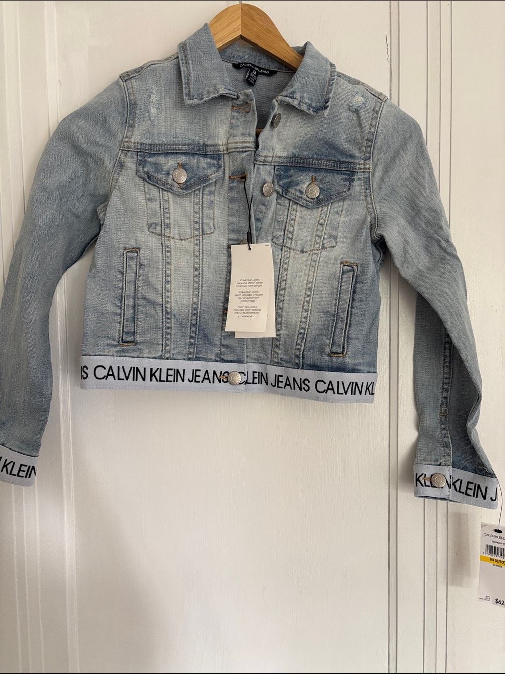 Calvin Klein Light Blue Denim Girls Jacket with Branded Hem - Picture 2 of 4